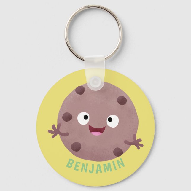 Cute smart chocolate chip cookie cartoon key ring (Front)