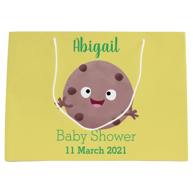 Cute smart chocolate chip cookie cartoon large gift bag (Front)