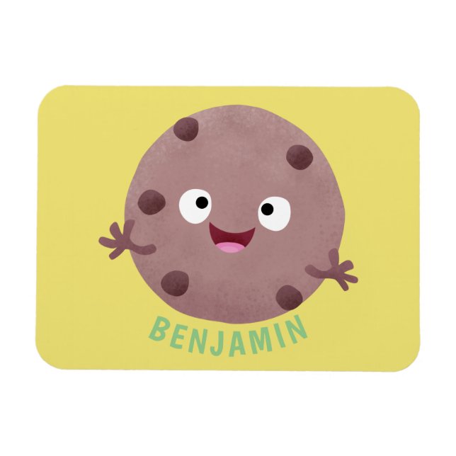 Cute smart chocolate chip cookie cartoon magnet (Horizontal)