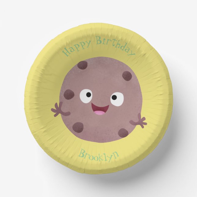 Cute smart chocolate chip cookie cartoon paper plate (Front)