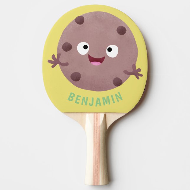 Cute smart chocolate chip cookie cartoon  ping pong paddle (Front)
