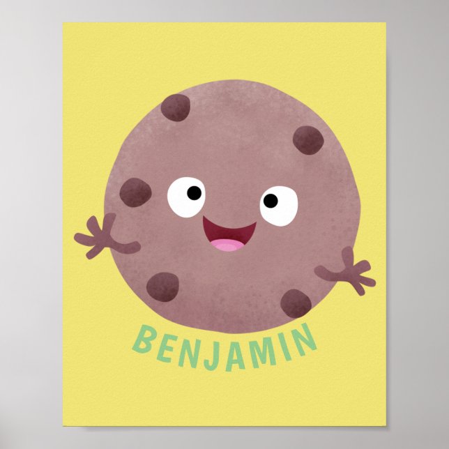 Cute smart chocolate chip cookie cartoon poster (Front)