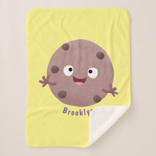 Cute smart chocolate chip cookie cartoon  sherpa blanket