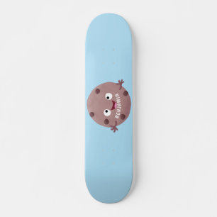 Cute smart chocolate chip cookie cartoon skateboard