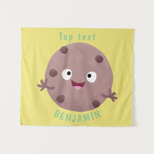 Cute smart chocolate chip cookie cartoon tapestry (Front (Horizontal))