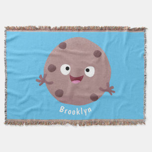 Cute smart chocolate chip cookie cartoon throw blanket