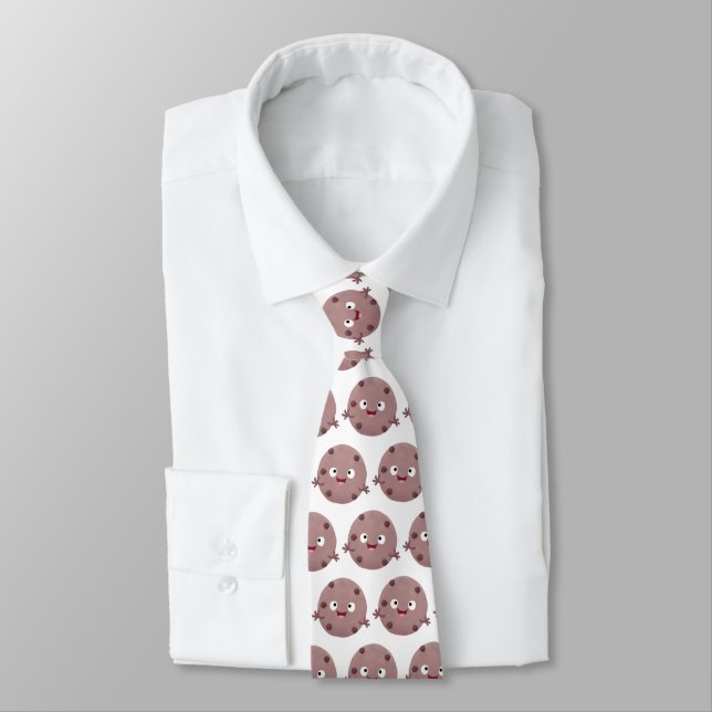Cute smart chocolate chip cookie cartoon tie (Tied)