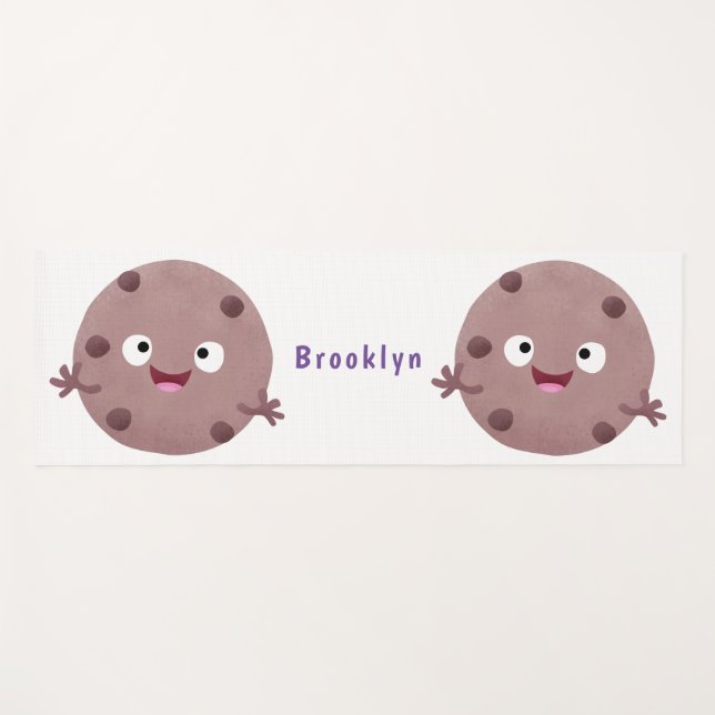 Cute smart chocolate chip cookie cartoon yoga mat (Front (Horizontal))