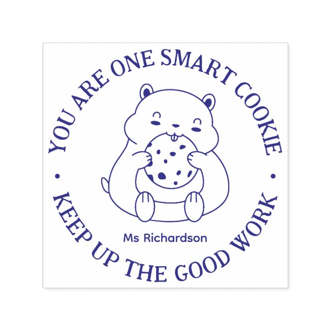 Cute Smart Cookie Hamster Teacher Encouragement Self-inking Stamp (Design)