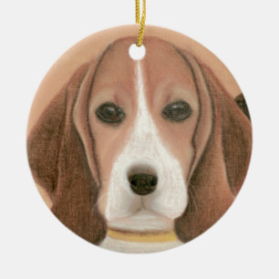 Cute smart dog. Pastel Ceramic Ornament