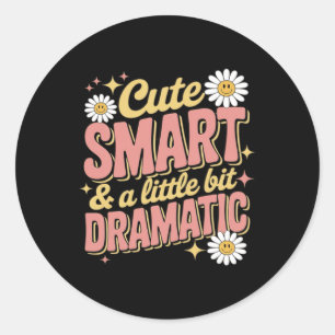 Cute Smart Dramatic Funny Smile Flower Back To Classic Round Sticker