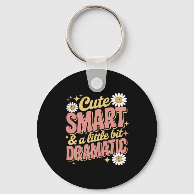 Cute Smart Dramatic Funny Smile Flower Back To Key Ring (Front)