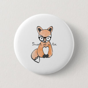 Cute Smart Fox 6 Cm Round Badge