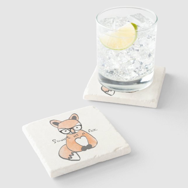 Cute Smart Fox Stone Coaster (Side)