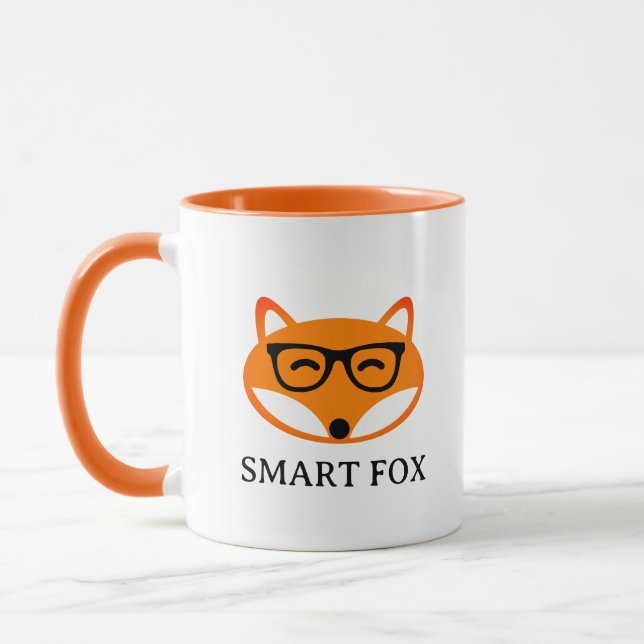 Cute smart fox with spectacles coffee Mug (Left)