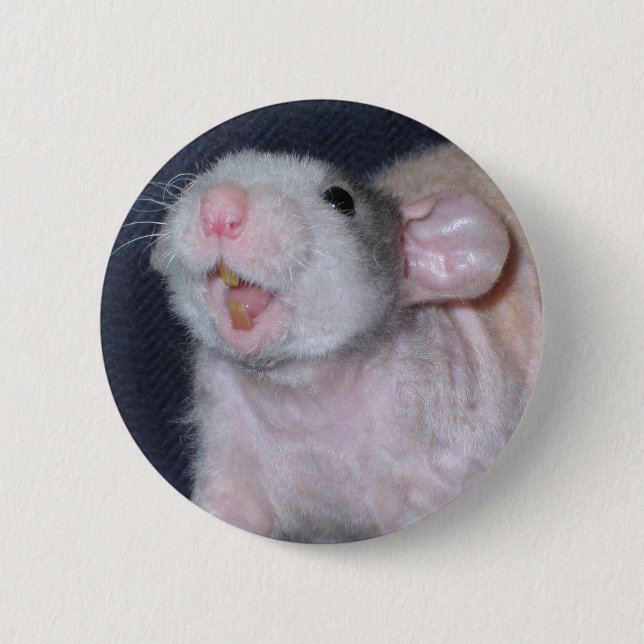 Cute Smile Rat 6 Cm Round Badge (Front)