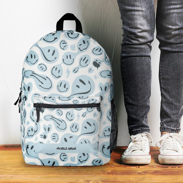 Cute Smile Smiling Face Funny Kids Teen Sky Blue Printed Backpack (Cute Smile Smiling Face Funny Kids Teen Sky Blue Printed Backpack
)