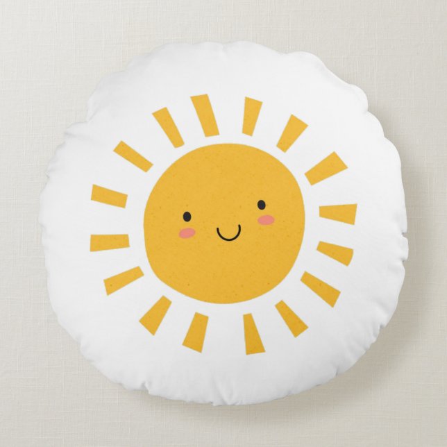 Cute smile sun round cushion (Front)