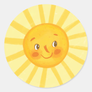 Cute smile sun round pillow paper plates classic r classic round sticker