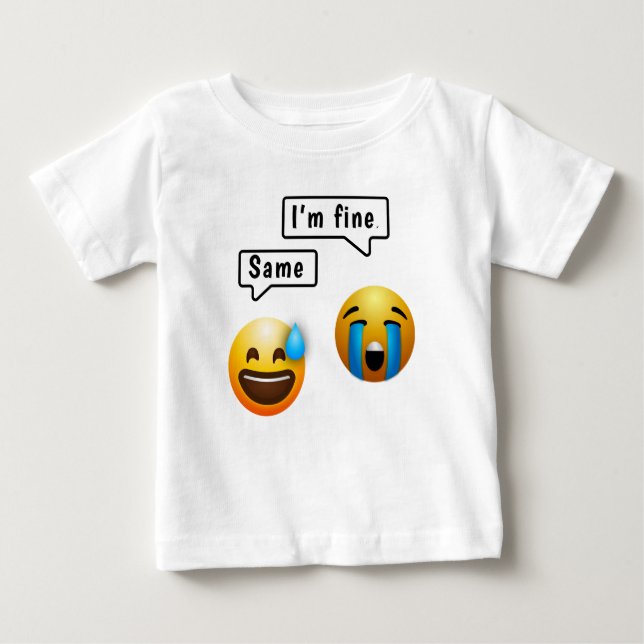 Cute Smiley Face Emoji Baby Clothes T-Shirt (Front)