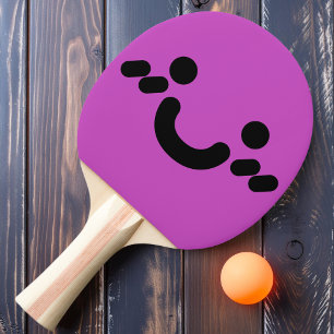 Cute Smiley Face Purple Ping Pong Paddle