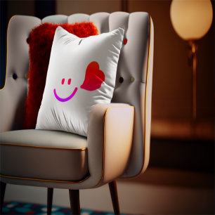 Cute Smiley Face with Heart – Minimalist Happy Vib Cushion