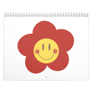 Cute Smiley Flower Retro Aesthetic Happy Face Desi Calendar