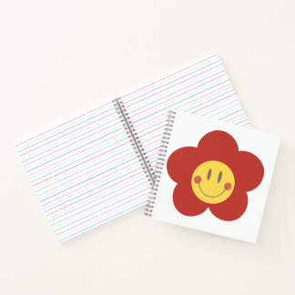 Cute Smiley Flower Retro Aesthetic Happy Face Desi Notebook