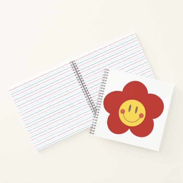 Cute Smiley Flower Retro Aesthetic Happy Face Desi Notebook (Inside)