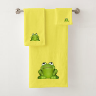 Cute Smiley Frog Bath Towel Set