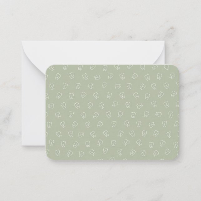 Cute Smiley Teeth Note Cards - Sage Green  (Front)