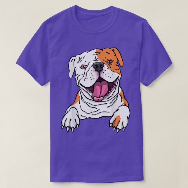 Cute Smiling American Bulldog English Puppy Dog Lo T-Shirt (Design Front)