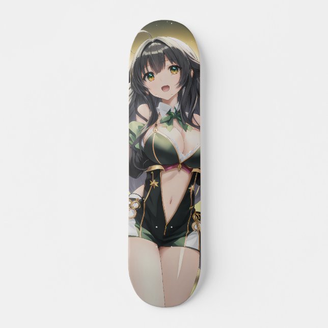 Cute Smiling Anime Girl Skateboard (Front)