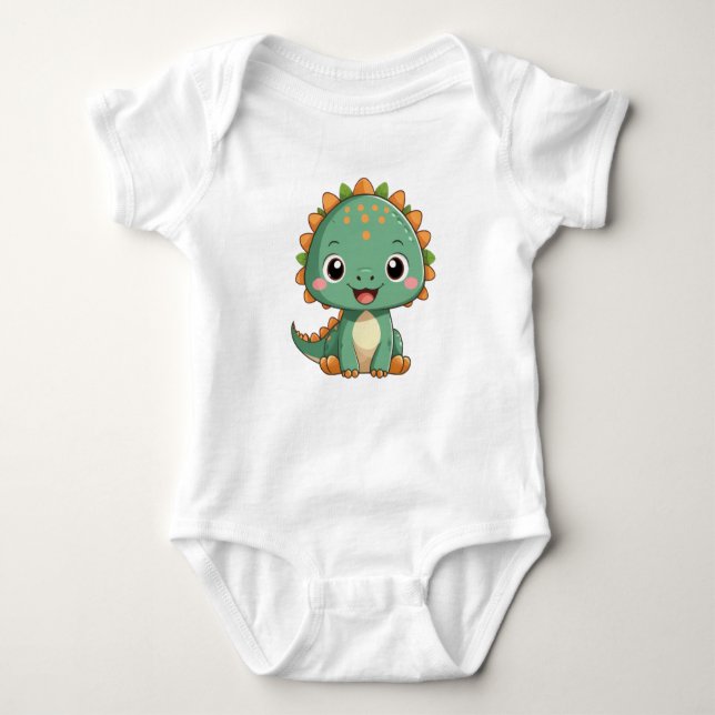 Cute Smiling Baby Dinosaur Bodysuit (Front)