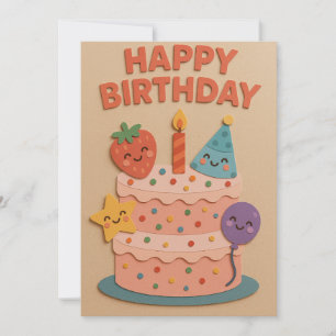Cute Smiling Birthday Cake