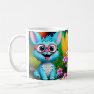Cute Smiling Blue Bunny Wearing Glasses-567345 Coffee Mug