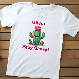 Cute Smiling Cactus "Stay Sharp!" Toddler T-Shirt