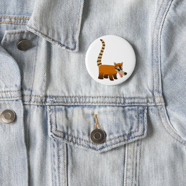 Cute Smiling Cartoon Coatimundi 6 Cm Round Badge (In Situ)