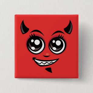 Cute Smiling Cartoon Devil 15 Cm Square Badge
