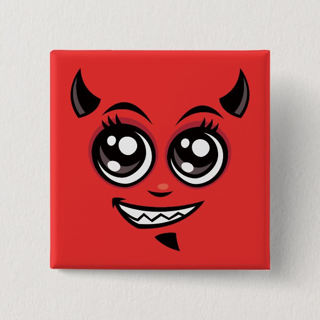 Cute Smiling Cartoon Devil 15 Cm Square Badge (Front)