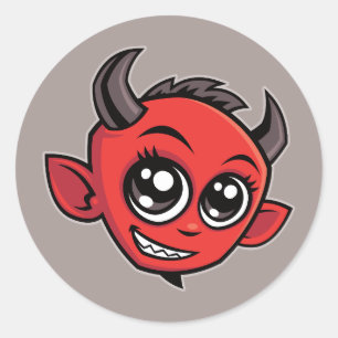 Cute Smiling Cartoon Devil Classic Round Sticker