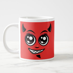 Cute Smiling Cartoon Devil Face Large Coffee Mug