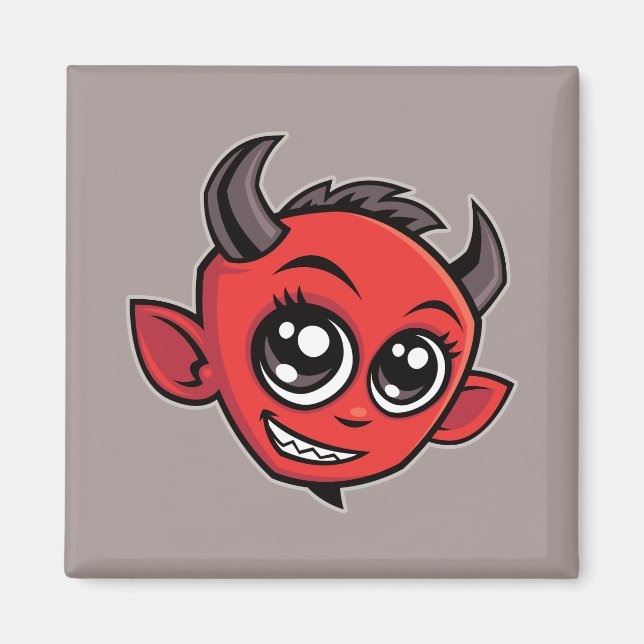 Cute Smiling Cartoon Devil Magnet (Front)