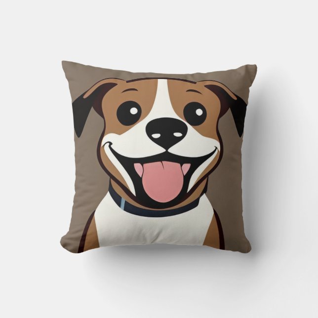 Cute smiling cartoon dog gift for dog lovers cushion (Front)