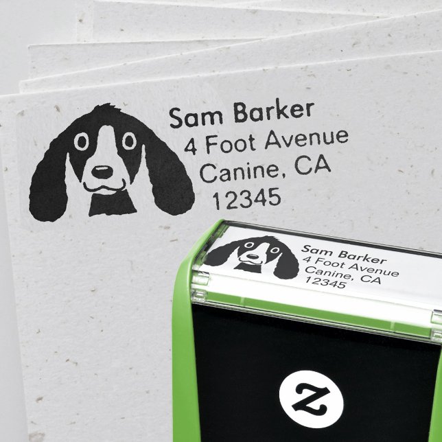 Cute Smiling Cartoon Dog Return Address Self-inking Stamp (Creator Uploaded)