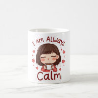 Cute Smiling Cartoon Girl, I Am Always Calm Design