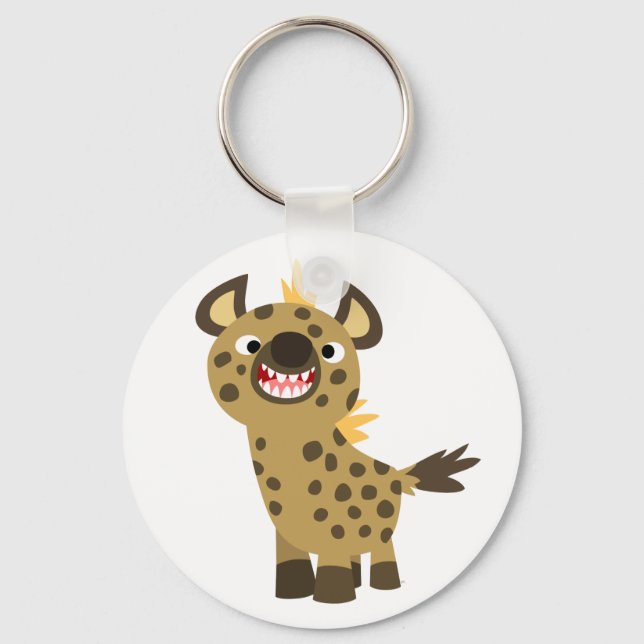 Cute Smiling Cartoon Hyena Keychain (Front)