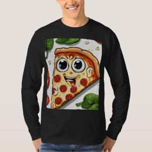Cute Smiling Cartoon Pizza Slice with Happy Face T-Shirt