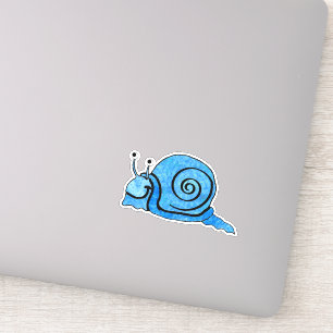 Cute Smiling Cartoon Snail Blue Patterned shell