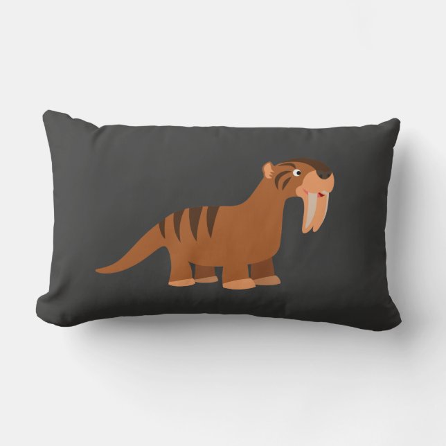Cute Smiling Cartoon Thylacosmilus Pillow (Front)